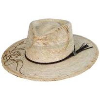 Vintage Couture Mateo Floral Band Palm Straw Rancher Fedora Hat