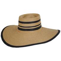 Striped Wide Brim Toyo Straw Boater Hat