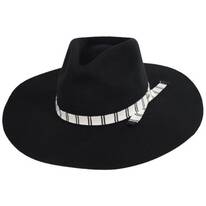 Leigh Wool Felt Wide Brim Fedora Hat - Black