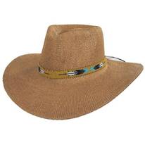 Yellow Feather Toyo Straw Rancher Fedora Hat