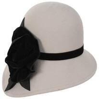 Black Rose Asymmetrical Wool Felt Cloche Hat - Made to Order