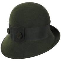 Double Button Profile Wool Felt Cloche Hat - Made to Order