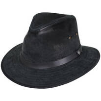 B2B Jaxon Nubuck Leather Safari Fedora Hat - Black