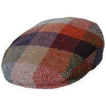 Herringbone Squares Donegal Tweed Wool Ivy Cap - Tan