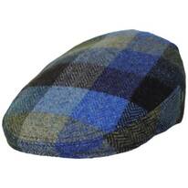 Herringbone Squares Donegal Tweed Wool Ivy Cap - Blue/Green
