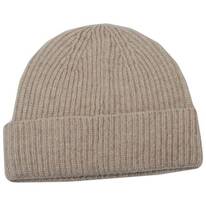 Cashmere Ribbed Knit Cuff Beanie Hat