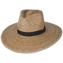 Jo Palm Straw Rancher Fedora Hat - Tan/Black