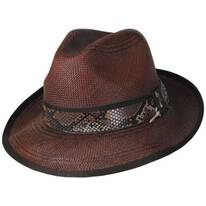 Blessing Distressed Panama Straw Fedora Hat